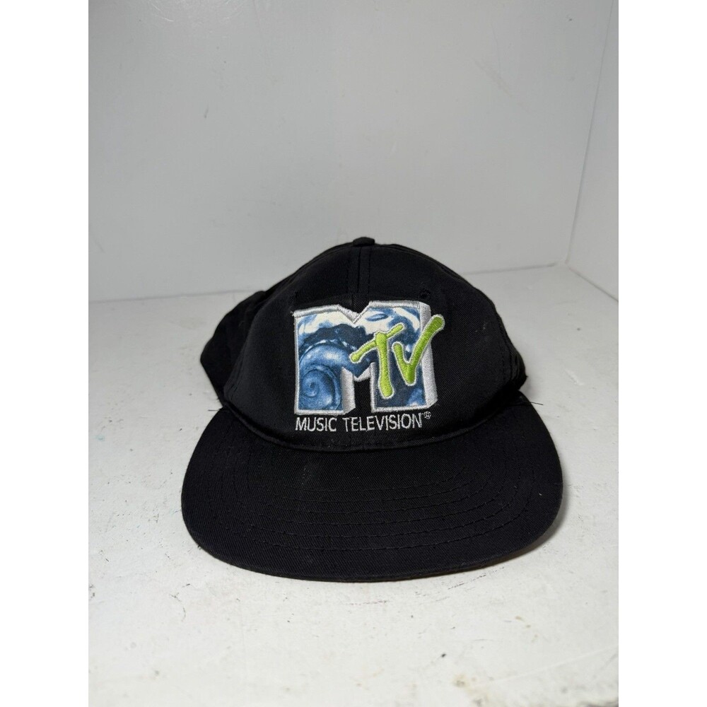 Vintage MTV Music Television Hat Men Black Embroidered Snap Back Cap USA MADE